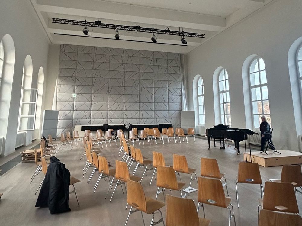 One of the rooms of the Musikinsel Rheinau in the morning.