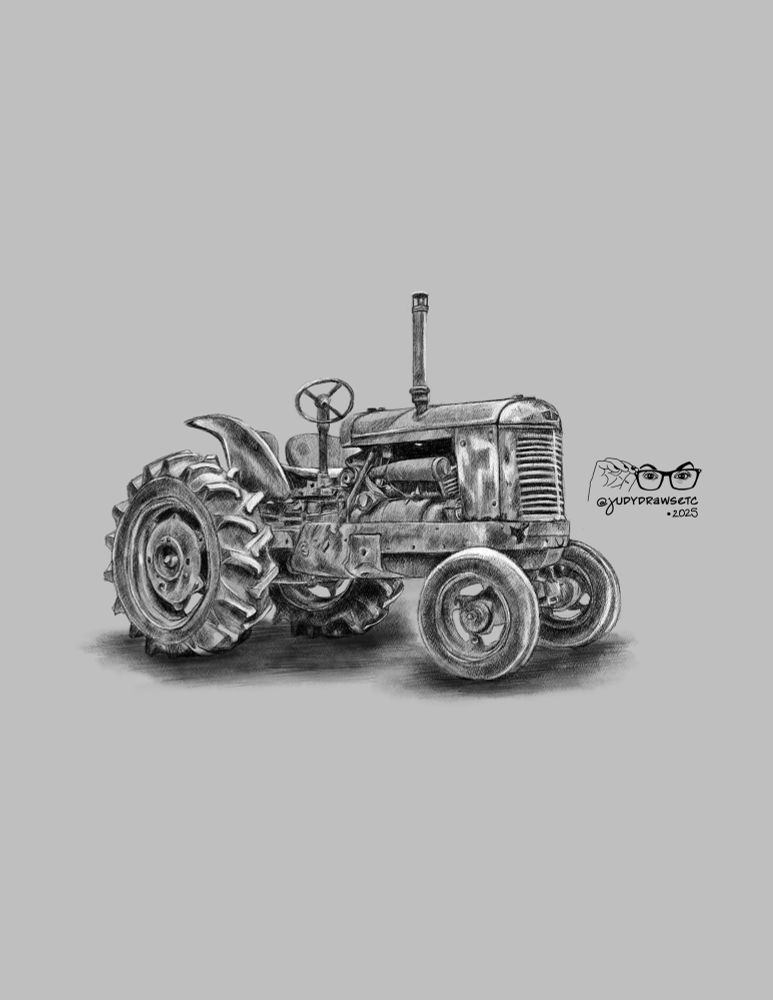 Hand drawn vintage tractor
