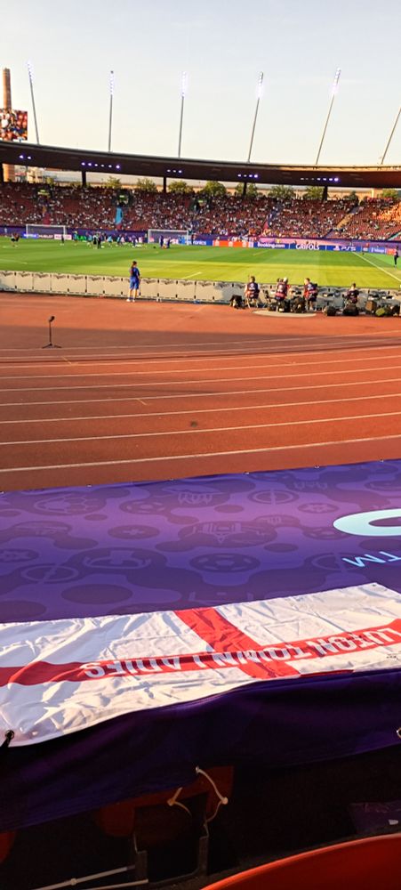 Photo from our seat, Luton Town Ladies flag and a running track