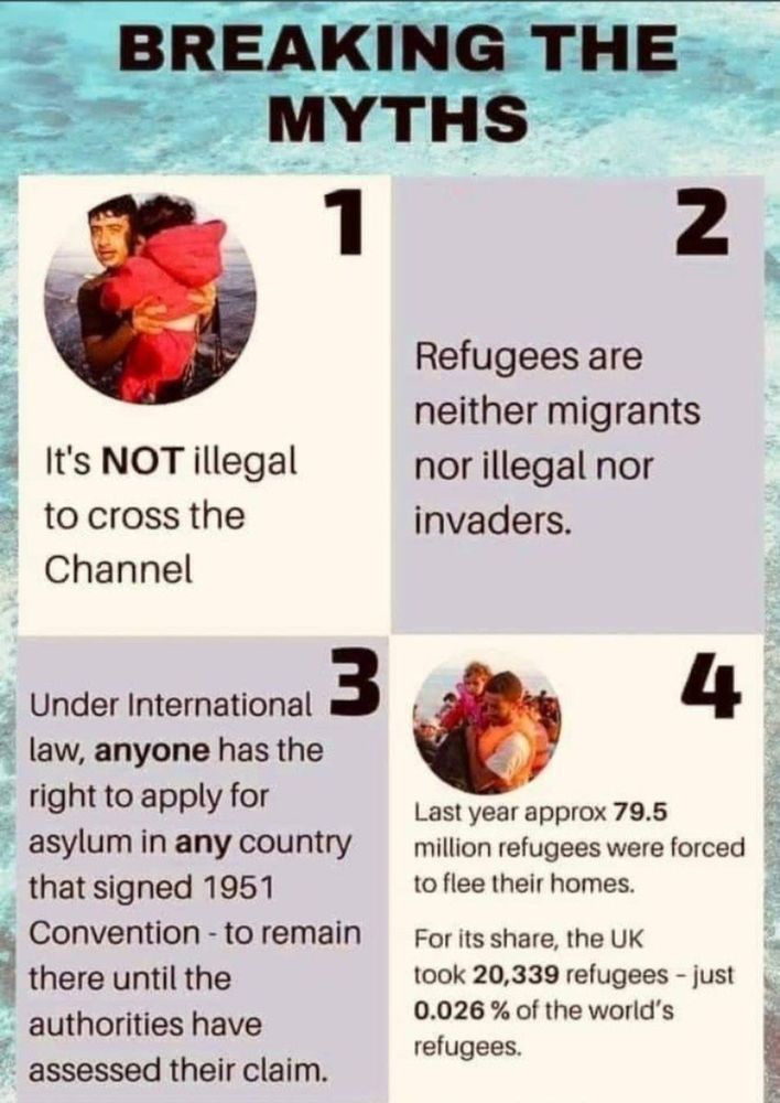 Myths: It's Not illegal to cross the channel Refugees are neither migrants nor invaders Under international law, anyone has the right to apply for asylum in any country & to remain there until the authorities have assessed their claim. The UK took just 0.026% of the worlds refugees last year