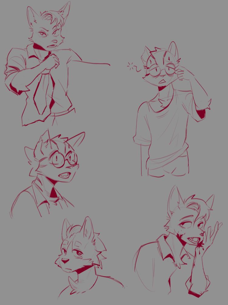 Doodles of various furry characters