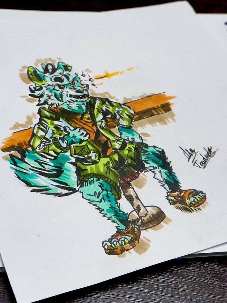 design character oc fullbody art digital digitalart illustration furry furryart fanart gift view shine bar wolf jacket traditional markers