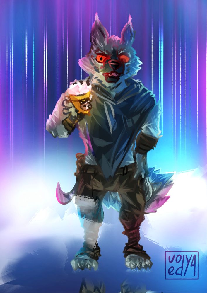 design ref character oc wolf pussandboots fullbody art wolf stars pink wolffrompussinboots digital digitalart illustration furry furryart gift cloud icecream costume wonder