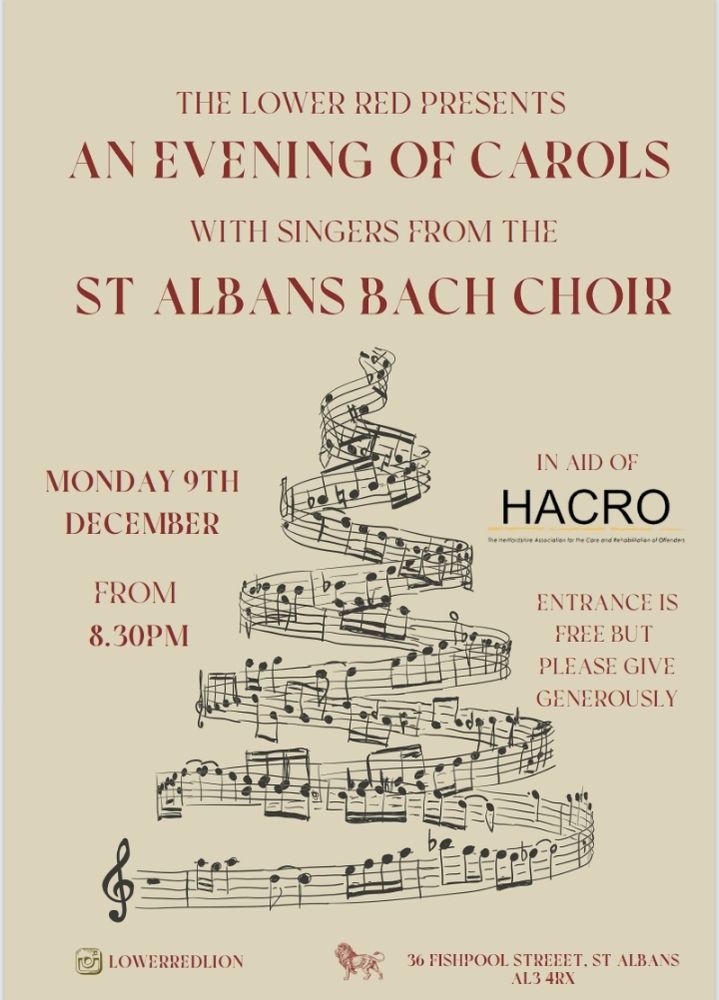 Poster with a line of music in the shape of a Christmas tree and text containing the same information as the post. 