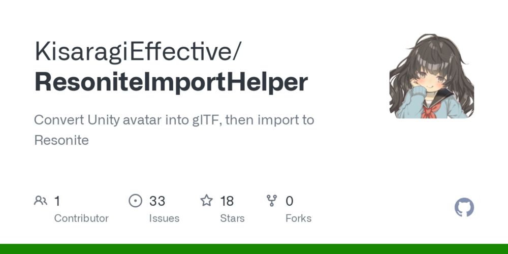 GitHub - KisaragiEffective/ResoniteImportHelper: Convert Unity avatar into glTF, then import to Resonite