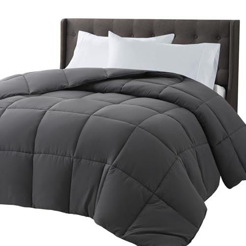 COHOME California King Comforter - Down Alternative Duvet Insert with Anti-Clump Tech & 8 Tabs All-Season Reversible Luxury Hotel Bedding - Gifts for Women/Men Dark Grey 96"x104"
