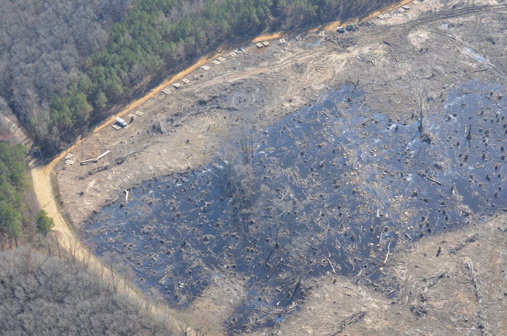Aerial view of deforested area