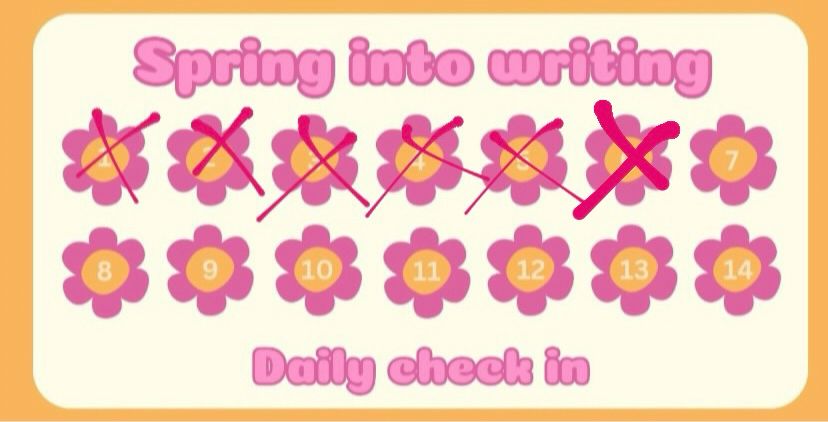 Spring into writing Daily Check in Chart - Day 6