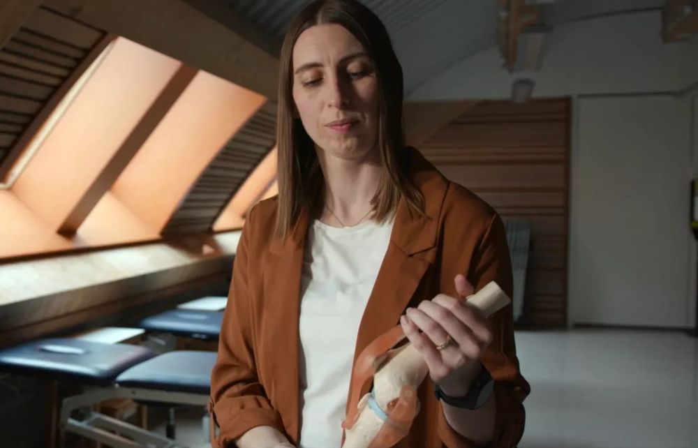 Clodagh Toomey holding bone model