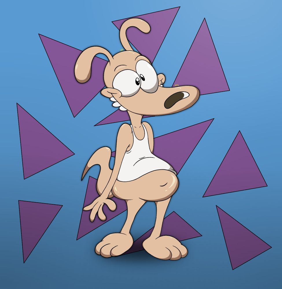 Cartoon fanart of a cute, casual Rocko.