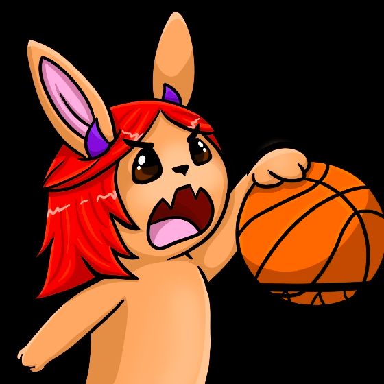 One of my mascots, Etoile, dunking a basketball into a hoop