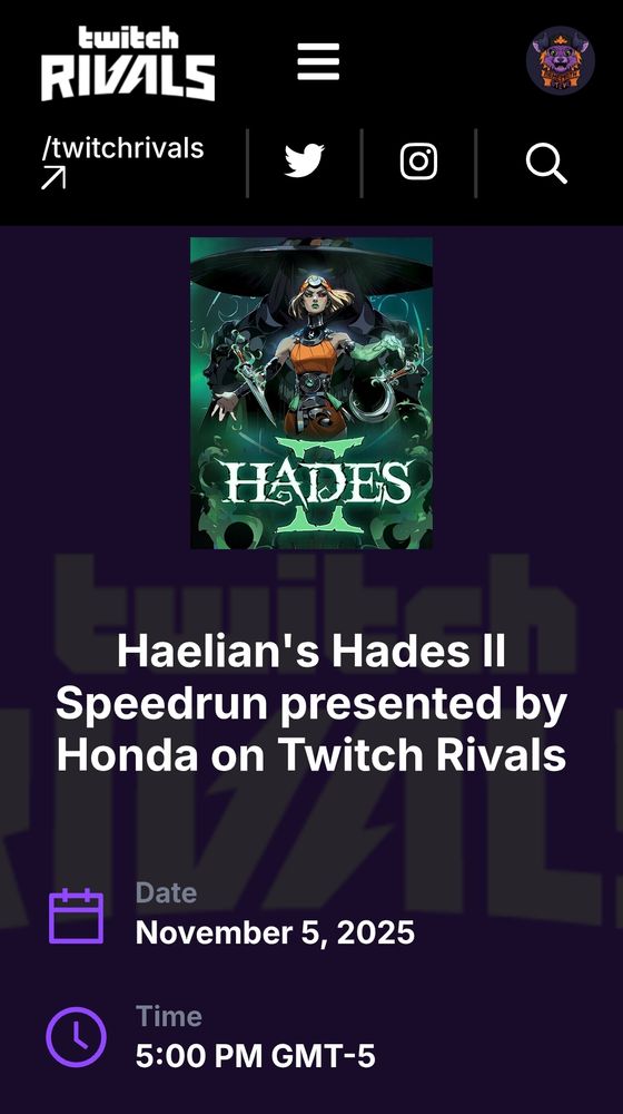 Screenshot of the event posting