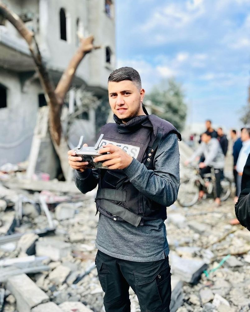 Mustapha Thuraya is pictured piloting a drone.