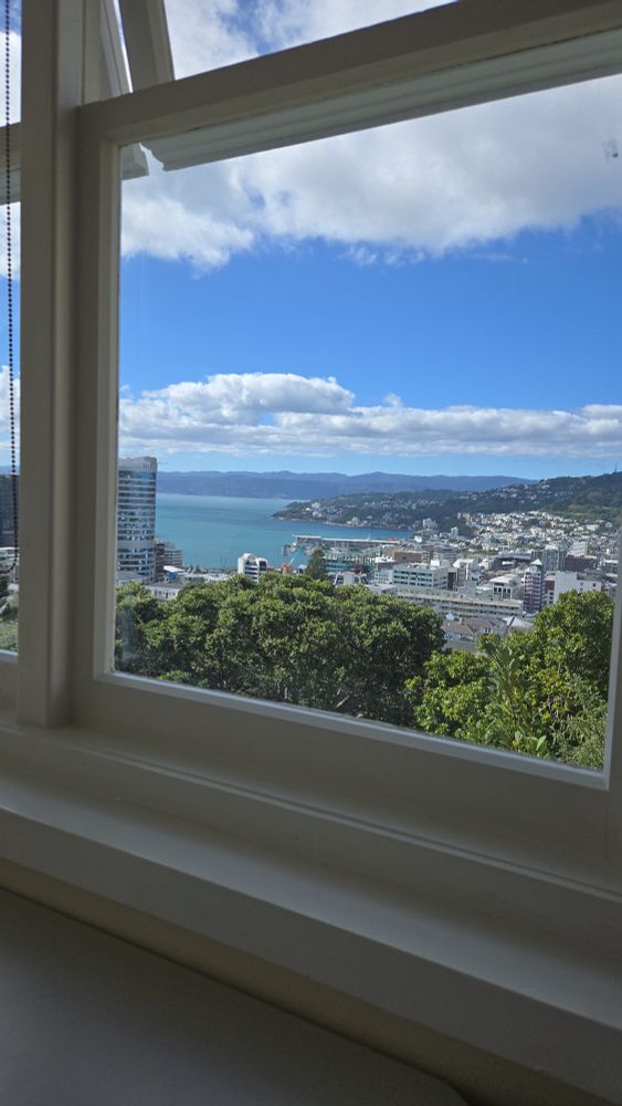 Window view of the Wellington harbour on a good day