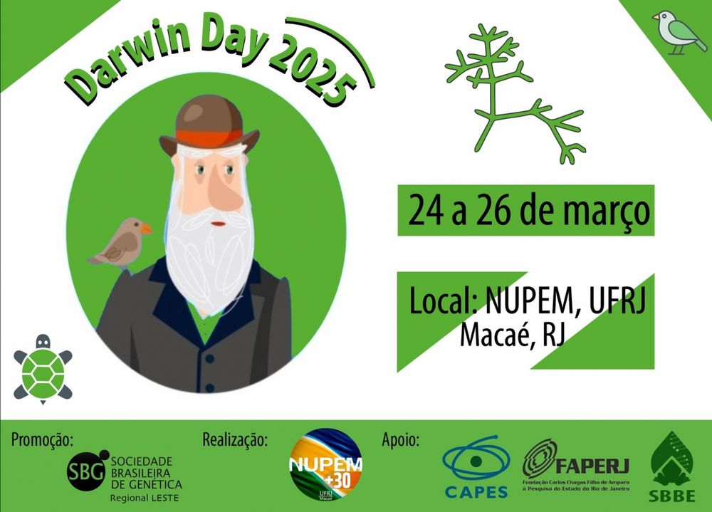Marquem em suas agendas #darwinday2025 entre 26 e 26 de Março de 2025.