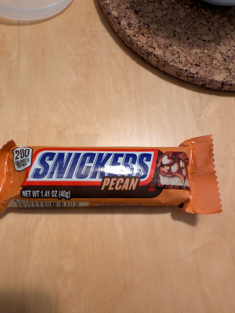 A Snickers bar with Pecan instead of Peanuts 