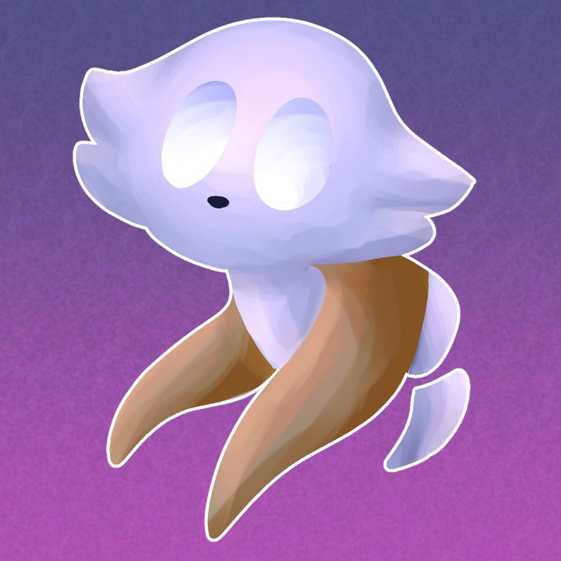 a ghostly little whisp like character with large blank eyes