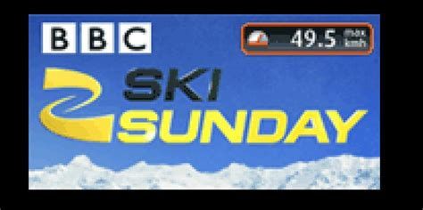 Screenshot of the title graphics of the BBC TV programme Ski Sunday which used the best TV Theme of all time, Pop Goes Bach