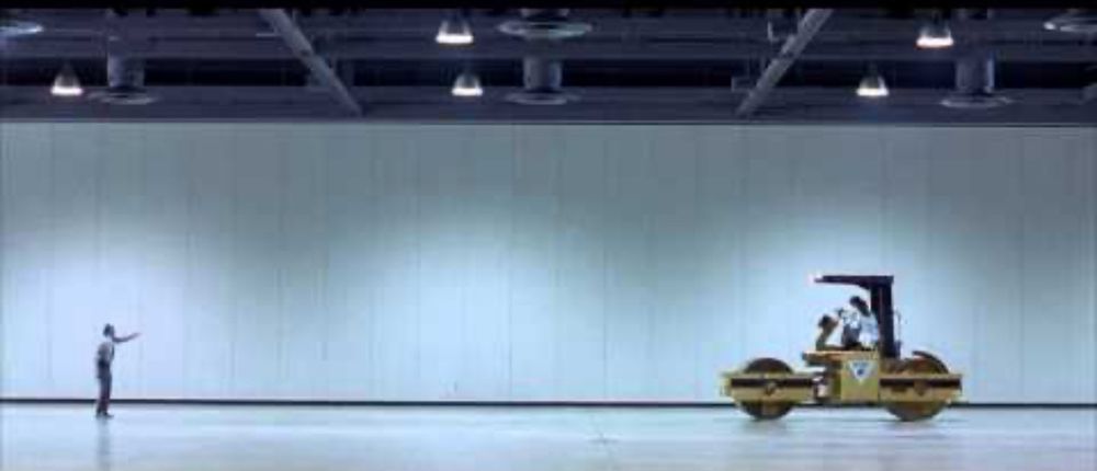 Scene from Austen Powers with the guard screaming whilst about to be run over, any time now, just in a bit, by the steamroller 20m away. The event devastated his friends and wife. 