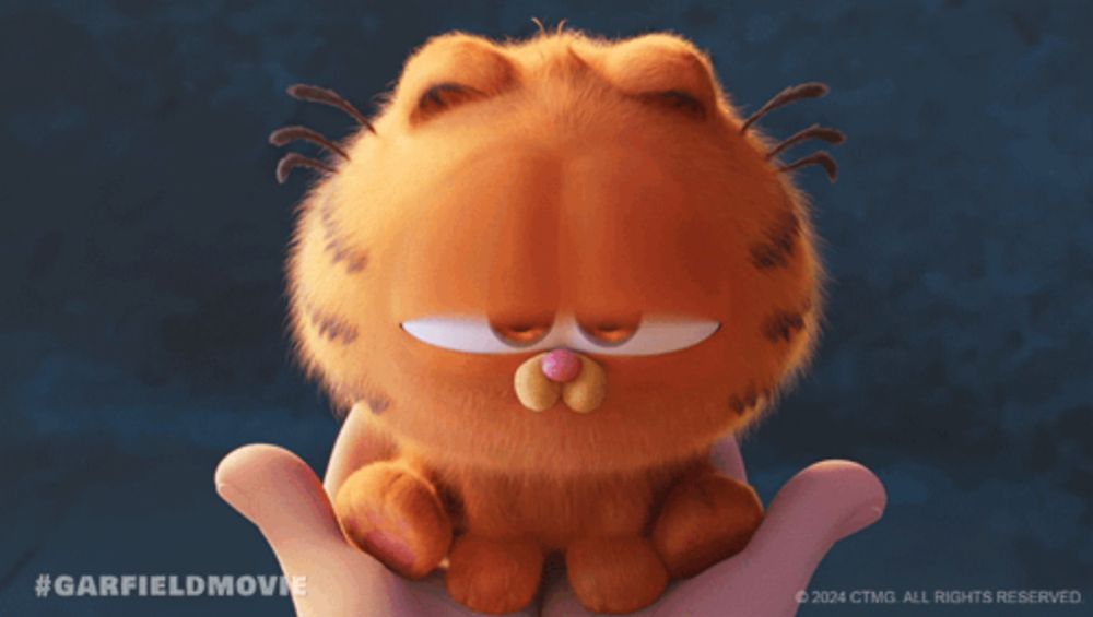 a person is holding a stuffed garfield cat