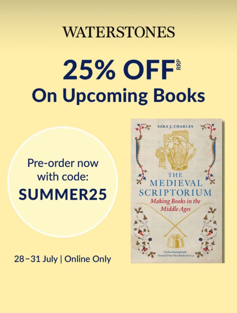 Text reads: 25% off on upcoming books. Pre-order now with code: SUMMER25. 28-31 July. Online only. 
Image of book cover 