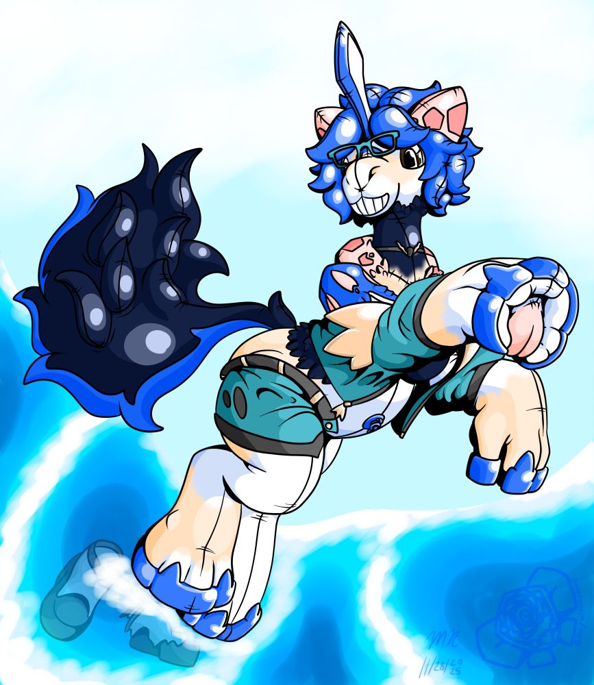 An edited version of the image from the previous post in the thread. This version shows the character turning into a pooltoy Keldeo (from pokemon). It features the character growing plastic seams and creases, as well as a fixed comical grin decal over the mouth, and a pooltoy valve in place of where the characters belly button would be.

It also features unique shading in some areas to give the illustration that parts of her body have turned into shiny and reflective plastic or rubber.