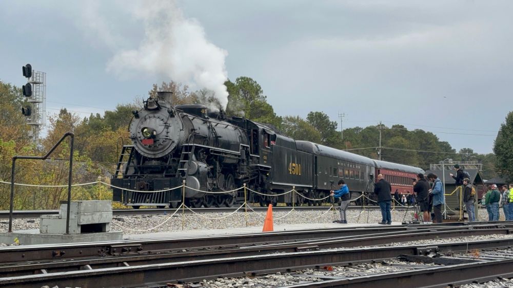 4501 couples onto the Summerville train first.