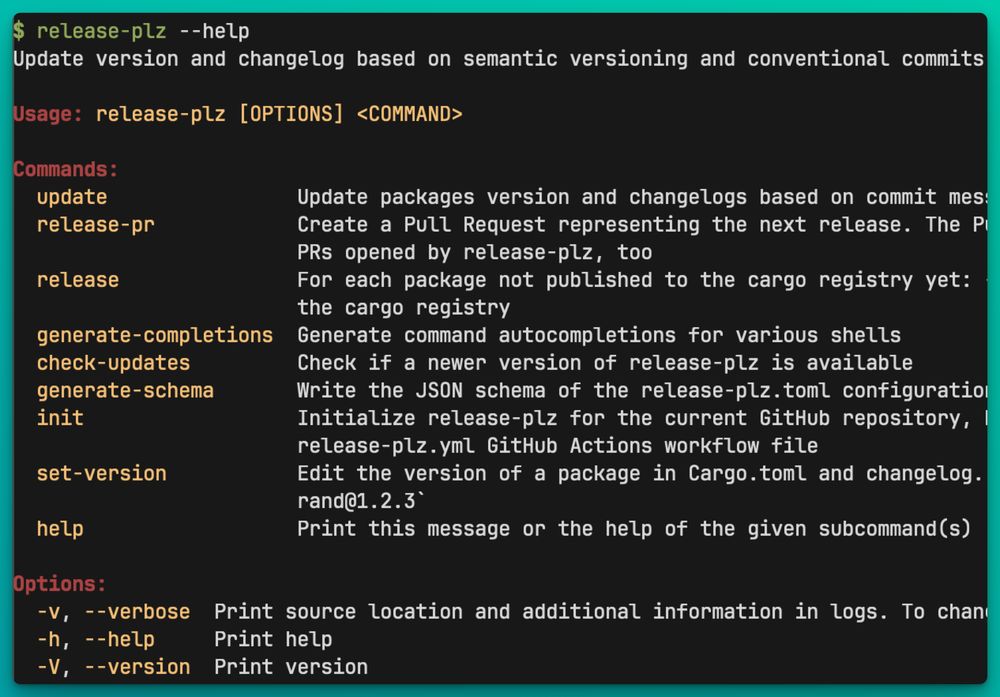release-plz --help output