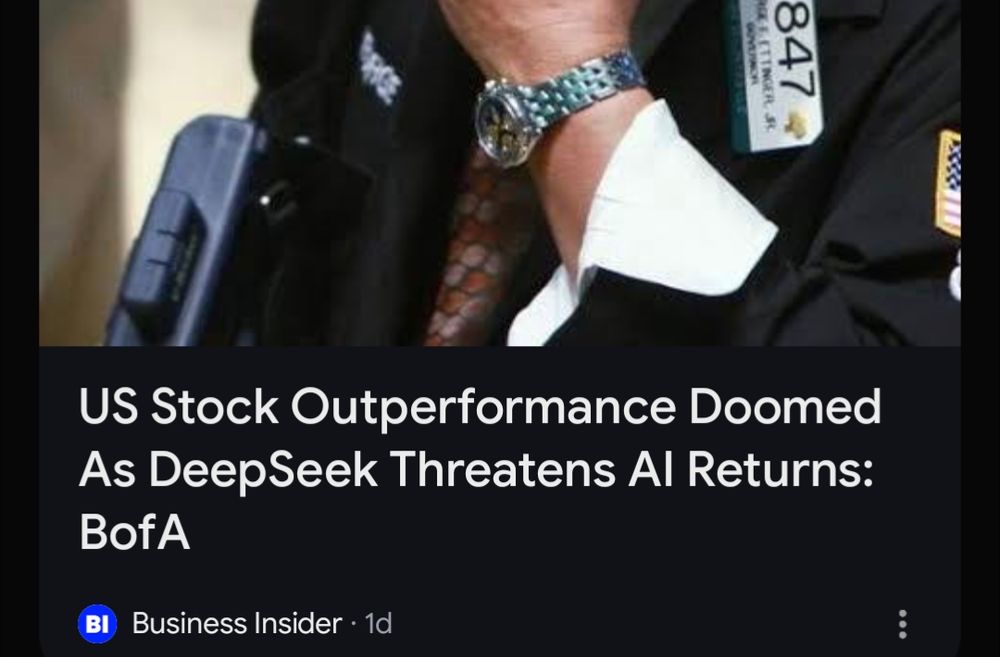 Headline: US Stock Outperformance Doomed As DeepSeek Threatens Al Returns: BofA