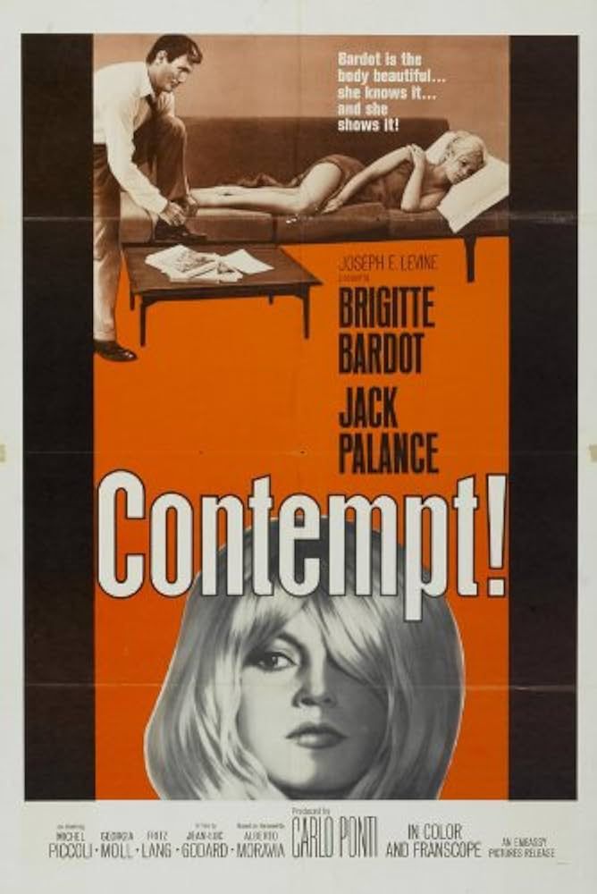 Poster of Contempt!, the Jean-Luc Godard film starring Brigitte Bardot and Jack Palance