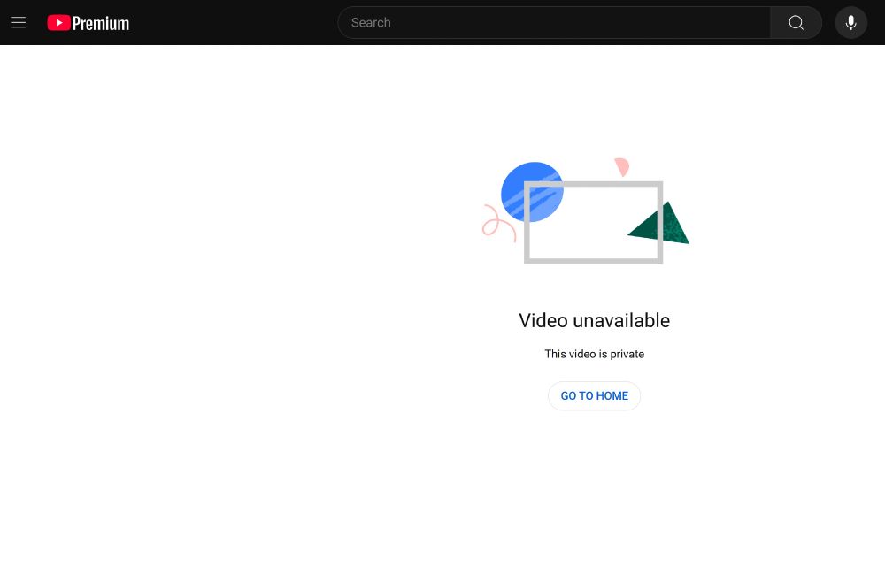 YouTube error message with video unavailable. 