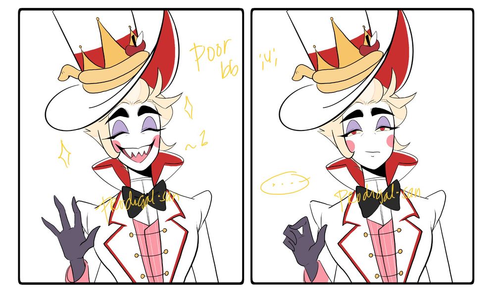 Lucifer is smiling in the first panel, then drops the facade in the next.