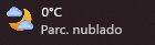 Printt mostrando a temperatura de 0ºC graus, ao lado esquerdo um desenho de uma lua com nuvens e abaixo escrito "Parc. nublado"