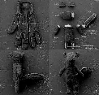 Pattern for making a squirrel from a glove