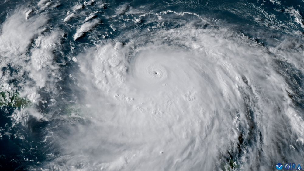 GeoColor satellite imagery of Hurricane Erin.