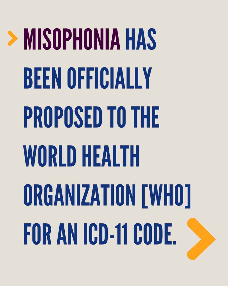 Text Post Saying "Misophonia has officially been proposed to the World Health Organization (WHO) for an ICD-11 code.'