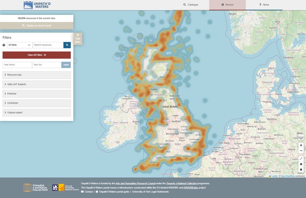  a Map of the UK with an orange layer signifying density of records in different areas.