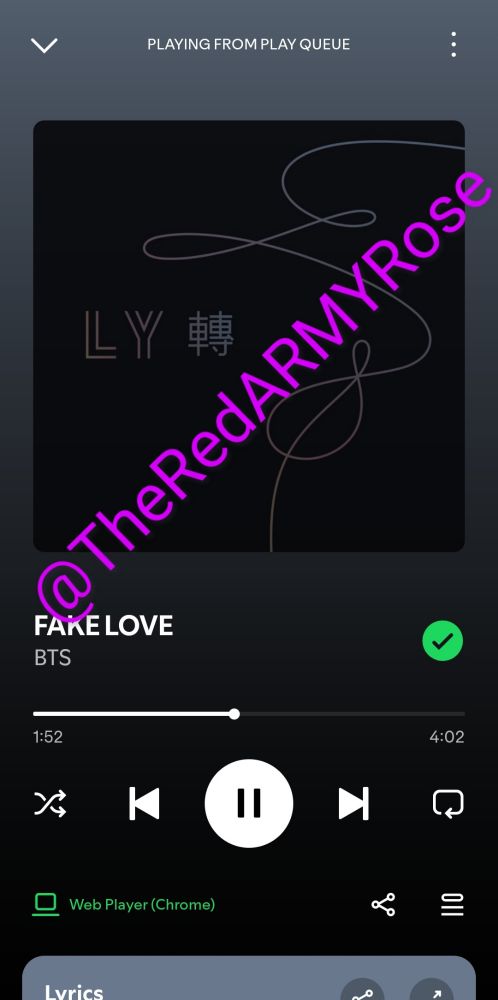 Streaming screenshot of Fake Love from Spotify 