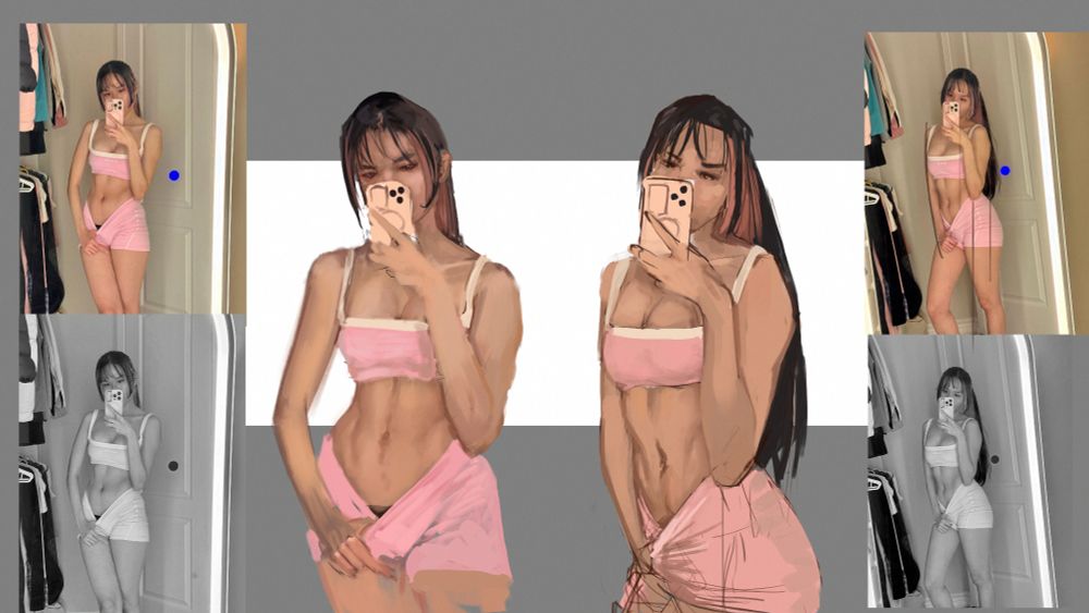 Two studies of pocklcchi in different styles