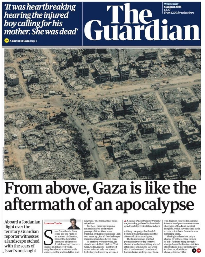Guardian headline: “Gaza is like the aftermath of an apocalypse”