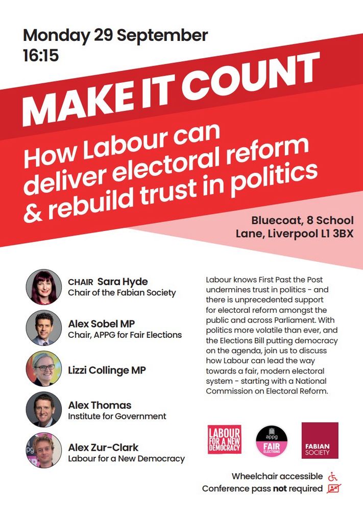 Advert for electoral reform fringe meeting at the Labour Conference.