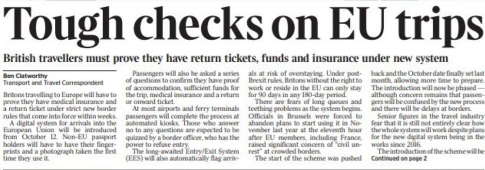 Tough checks on EU trips headline 