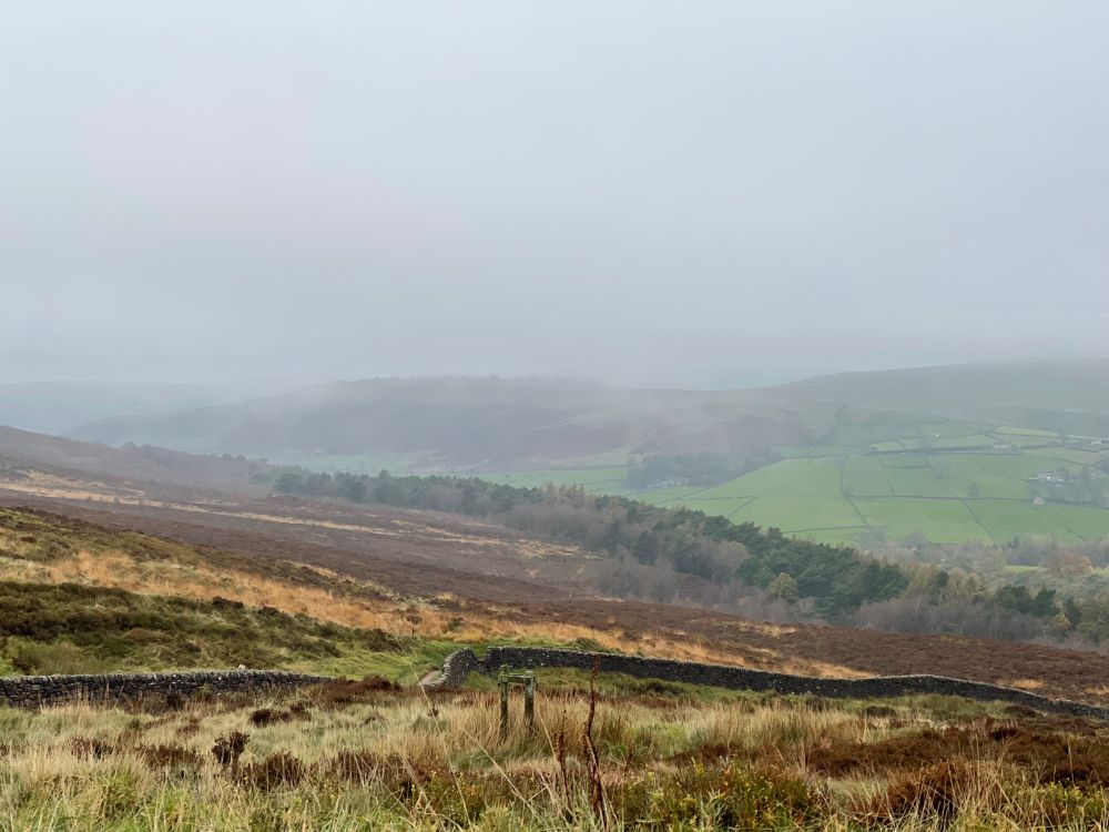 A wet and misty moorland