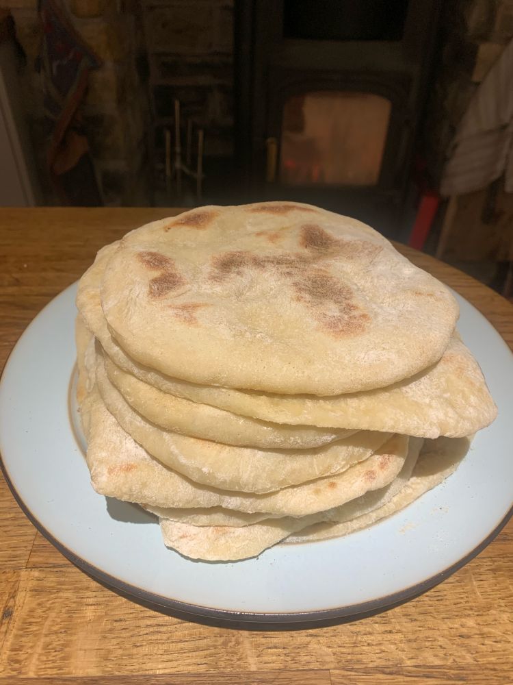 A stack of freshly baked flatbreads