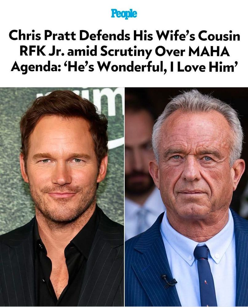 Chris Pratt Defends His Wife's Cousin
RFK Jr. amid Scrutiny Over MAHA
Agenda: 'He's Wonderful, I Love Him'