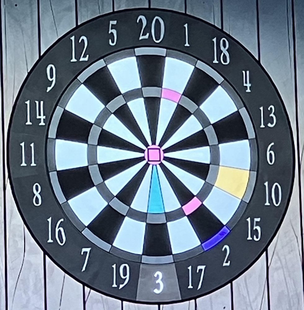 The dart board puzzle from Blue Prince.