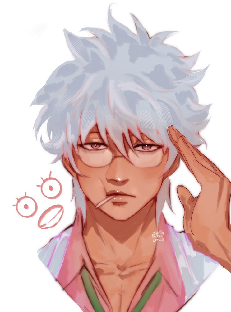 Fanart of Gintoki as Ginpachi-Sensei from Gintama (銀魂)