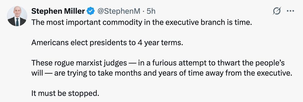 Stephen Miller says Marxist judges are trying to take time away from the executive 