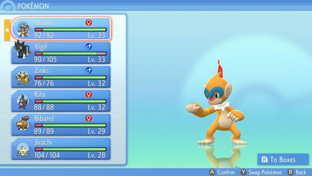 A Pokémon diamond screenshot
Monferno-Hisaru
Luxio-Vigil
Kadabra-Zinjs
Staravia-Kita
Bizarrely
Jirachi