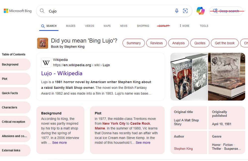Bing search results for the Lujo movie